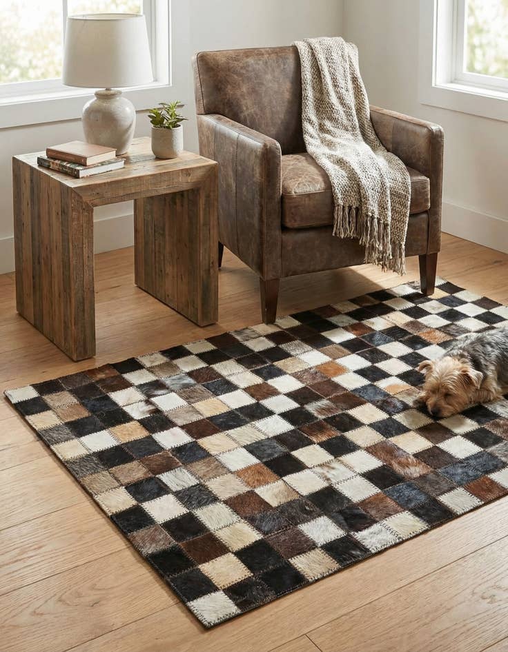 Detail image of  2' x 3' Cowhide Leather Rug