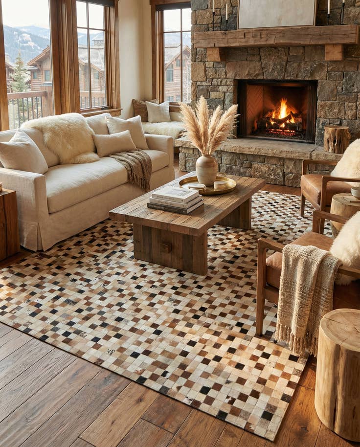 Detail image of 7' 11 x 9' 11 Cowhide - Patchwork Rug