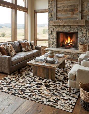 5' 2 x 7' 10 Cowhide - Patchwork Rug