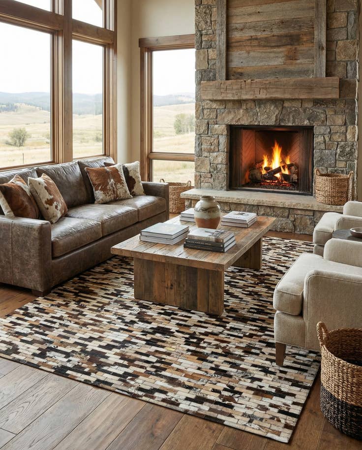 Detail image of 5' 2 x 7' 10 Cowhide - Patchwork Rug