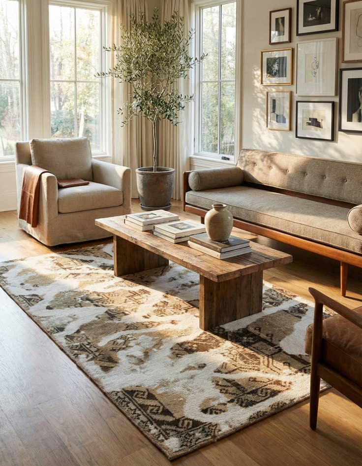 Detail image of 3' 2 x 6'  Hand Knotted Ultra Vintage Persian Wool Rug