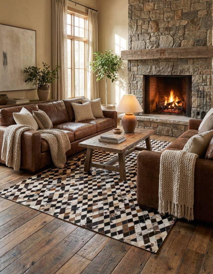 Detail image of  5' 1 x 8' Cowhide - Patchwork Rug