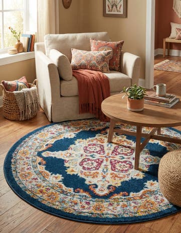 Navy Blue Parker Round Rug