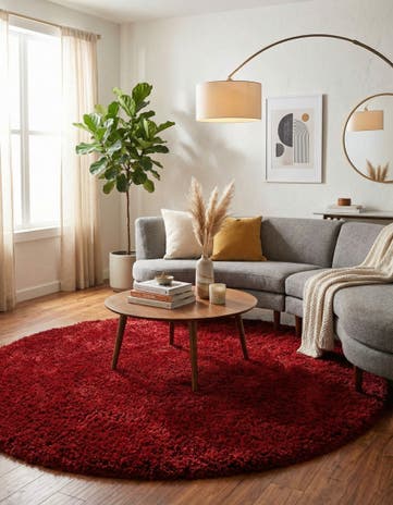 Merlot Infinity Shag Round Rug