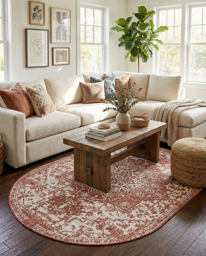 5' 3 x 8' Easy-Clean Jill Zarin Dubai Indoor / Outdoor Oval Rug