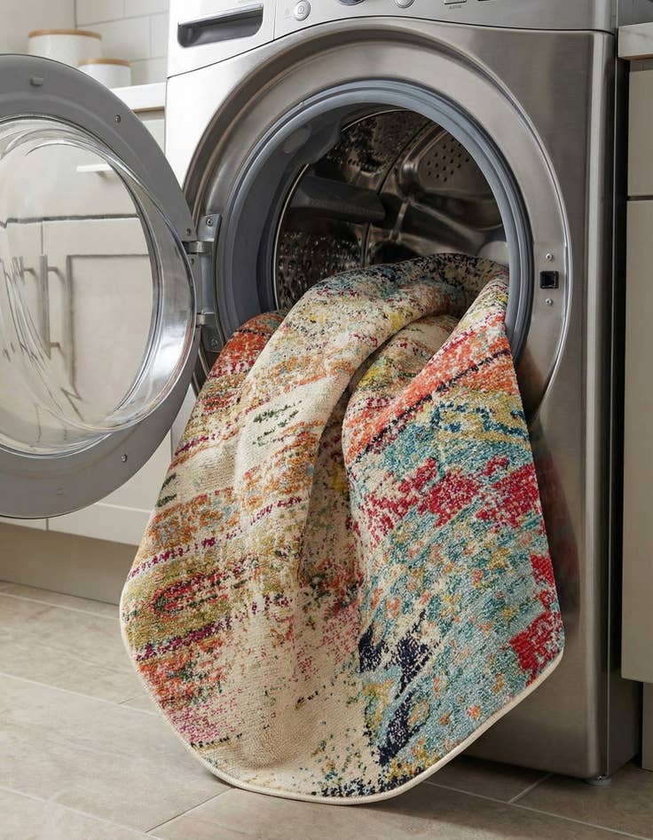 Detail image of 5' x 5'  Washable Santa Fe Round Rug