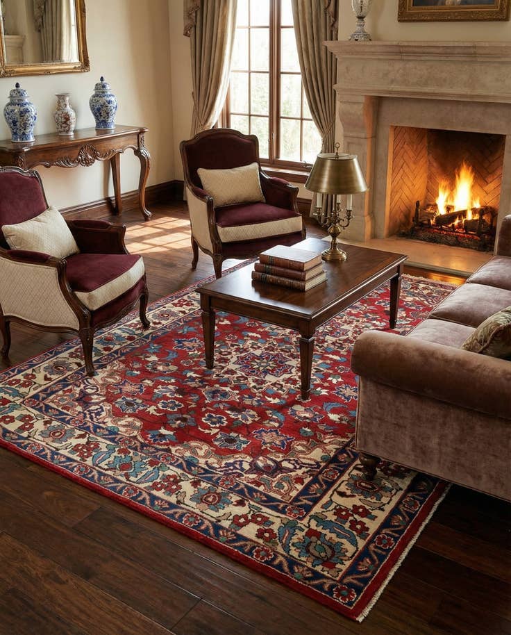 Detail image of 5' x 7' Hand Knotted Kashmar Persian Wool Rug