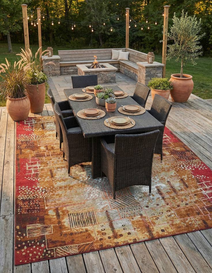 Detail image of 10' x 12' 2  Washable Modern Indoor / Outdoor Rug