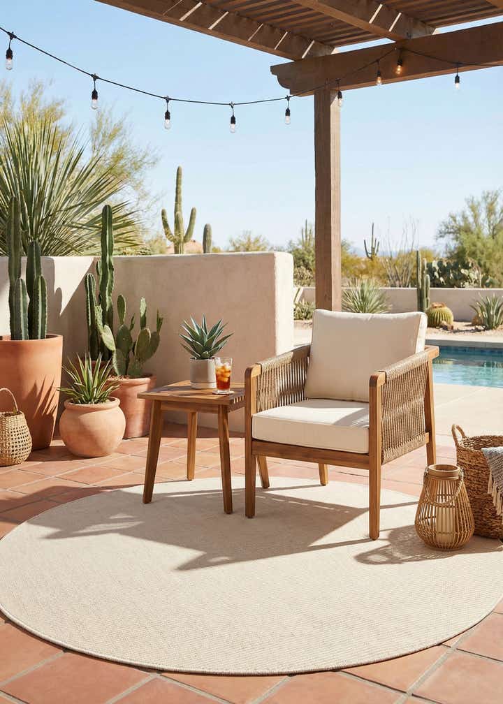 5' 1 x 5' 1 Easy-Clean Jill Zarin Palm Springs Indoor / Outdoor Round Rug