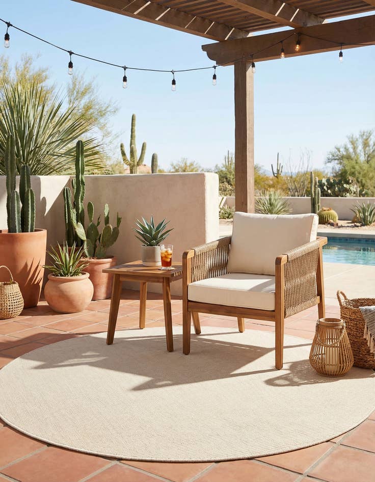 Detail image of 5' 1 x 5' 1  Washable Jill Zarin Palm Springs Indoor / Outdoor Round Rug