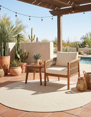 5' 1 x 5' 1 Easy-Clean Jill Zarin Palm Springs Indoor / Outdoor Round Rug