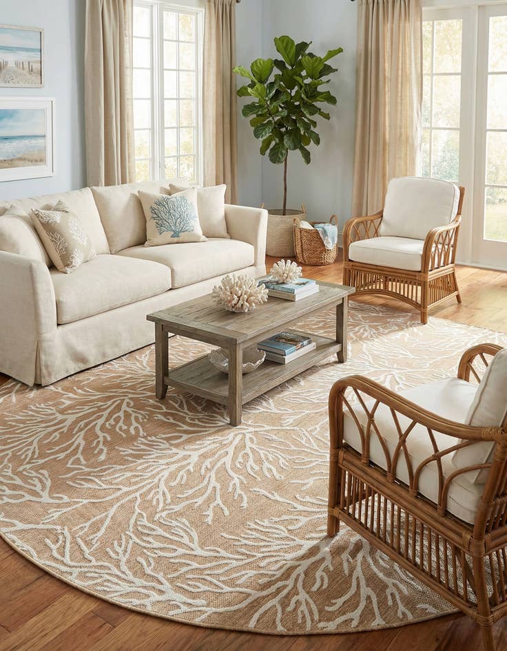 Detail image of  13' x 13'  Washable Coastal Indoor / Outdoor Square Rug