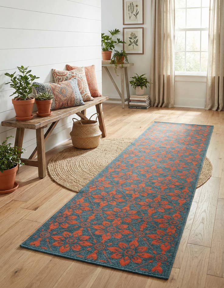 Detail image of 2' 7 x 10'  Washable Trellis Indoor / Outdoor Runner Rug