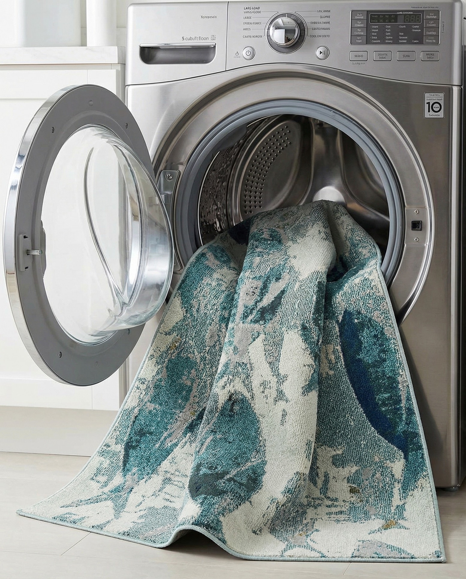 Light Blue Washable Amalfi Rug in a room