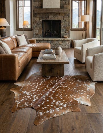 6' 8 x 7' 2 Cowhide Leather Freeform Rug