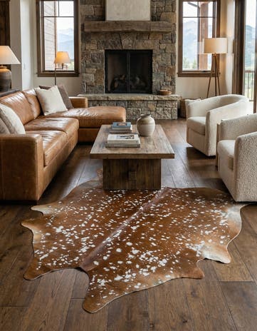 6' 8 x 7' 2 Cowhide Leather Freeform Rug