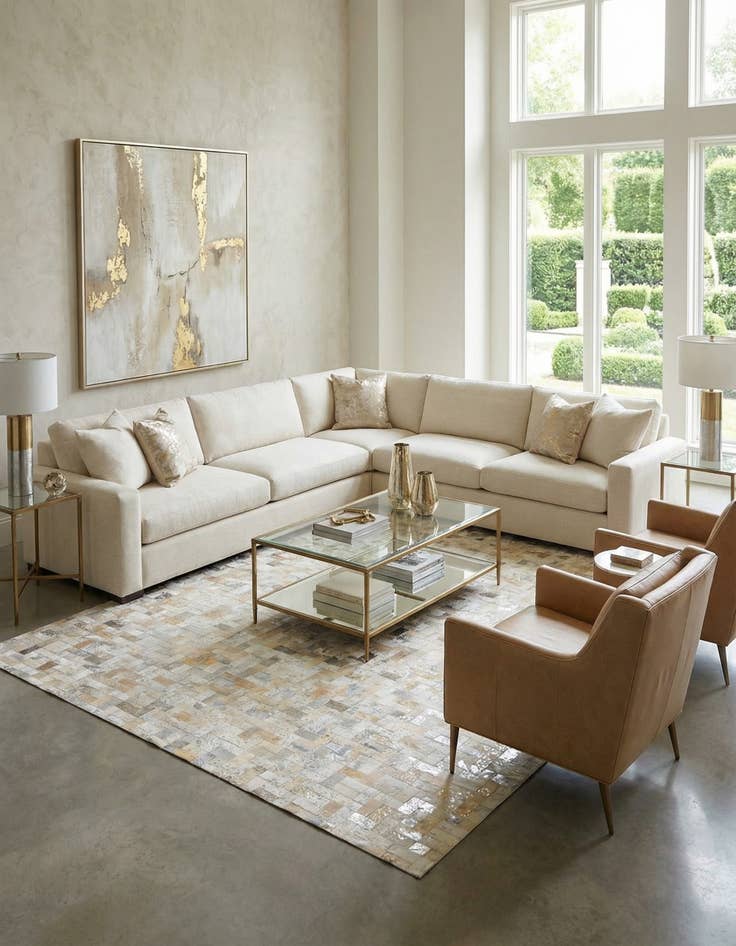 Detail image of  8' 1 x 10' Cowhide Leather Rug