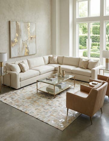8' 1 x 10' Cowhide Leather Rug
