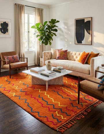 6' 10 x 10' Hand Knotted Moroccan Wool Rug
