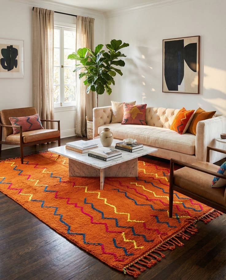 Detail image of 6' 10 x 10' Hand Knotted Moroccan Wool Rug