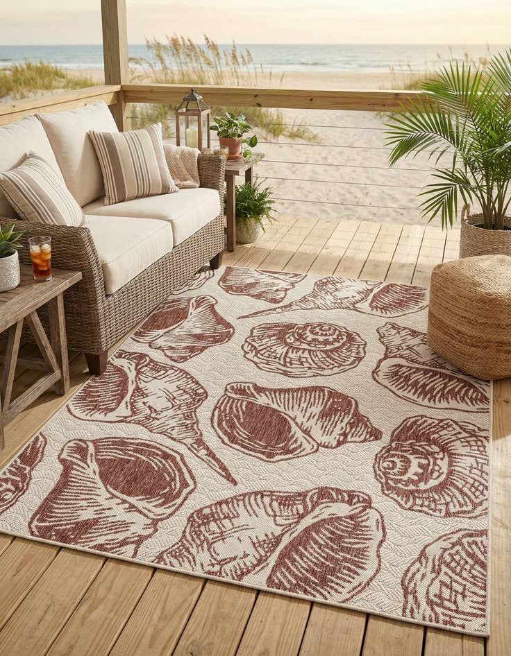 Detail image of  5' 3 x 7'  Washable Coastal Indoor / Outdoor Rug