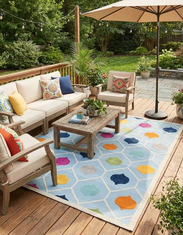 Blue Easy-Clean Aruba Indoor / Outdoor Rug