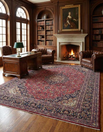 9' 9 x 13' Hand Knotted Mashad Persian Wool Rug