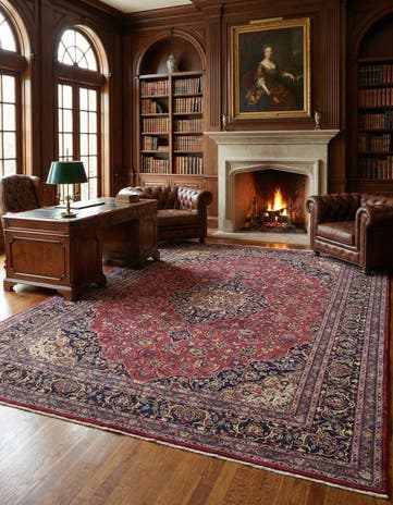 9' 9 x 13' Hand Knotted Mashad Persian Wool Rug