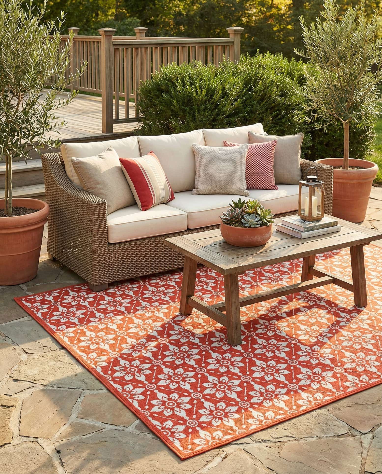 7' 10 x 7' 10 Easy-Clean Trellis Indoor / Outdoor Square Rug