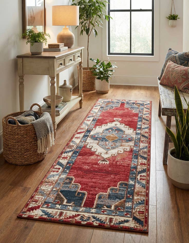 Detail image of 2' x 6'  Washable Traditional Indoor / Outdoor Runner Rug