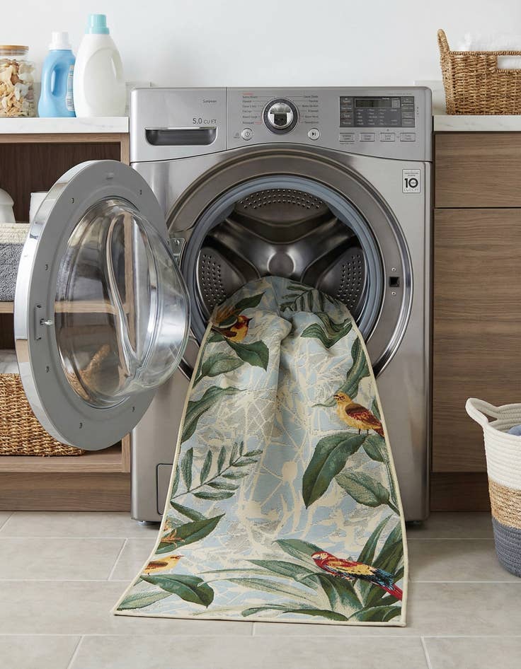 Detail image of  2' 7 x 10'  Washable Botanical Indoor / Outdoor Runner Rug