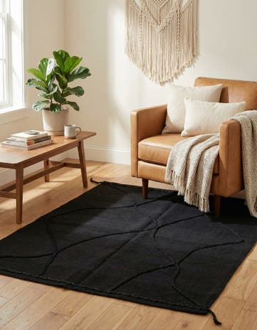 3' 5 x 5' Hand Knotted Moroccan Wool Rug
