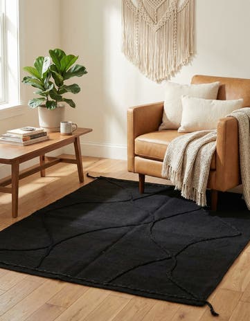 3' 5 x 5' Hand Knotted Moroccan Wool Rug