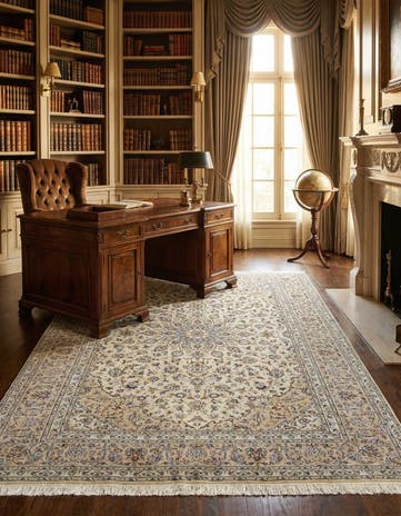 8' x 11' 2 Hand Knotted Kashan Persian Wool Rug