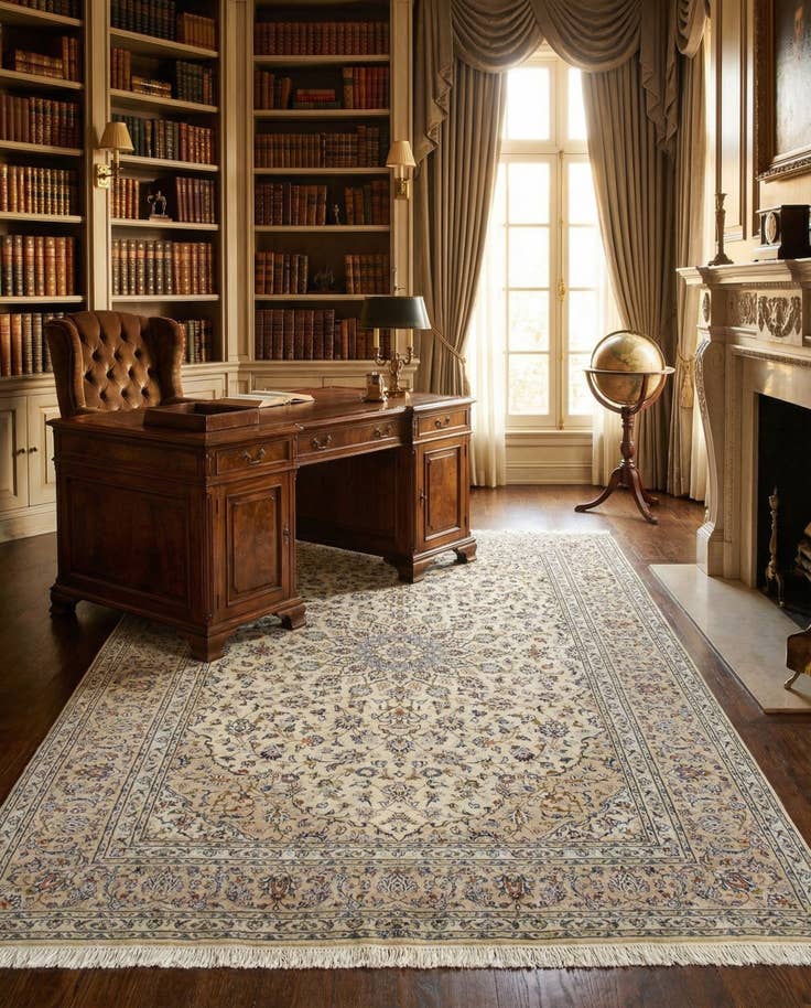 Detail image of 8' x 11' 2 Hand Knotted Kashan Persian Wool Rug