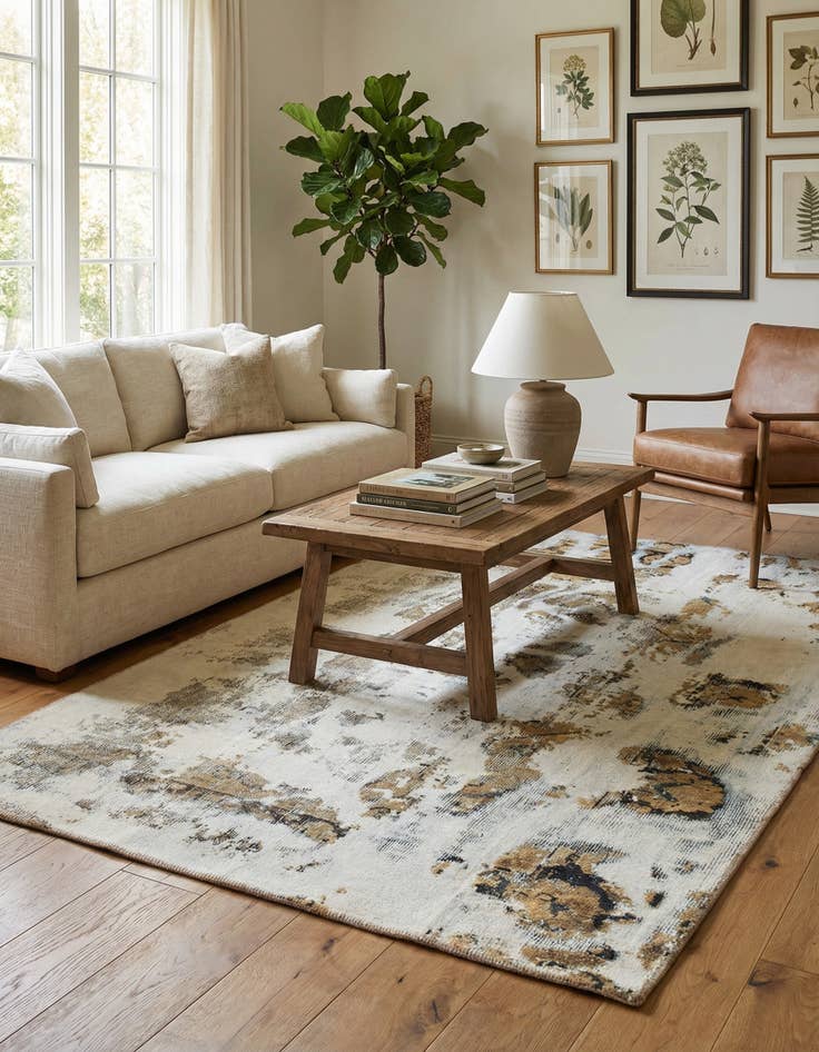 Detail image of 4' 5 x 6' 8  Hand Knotted Ultra Vintage Persian Wool Rug