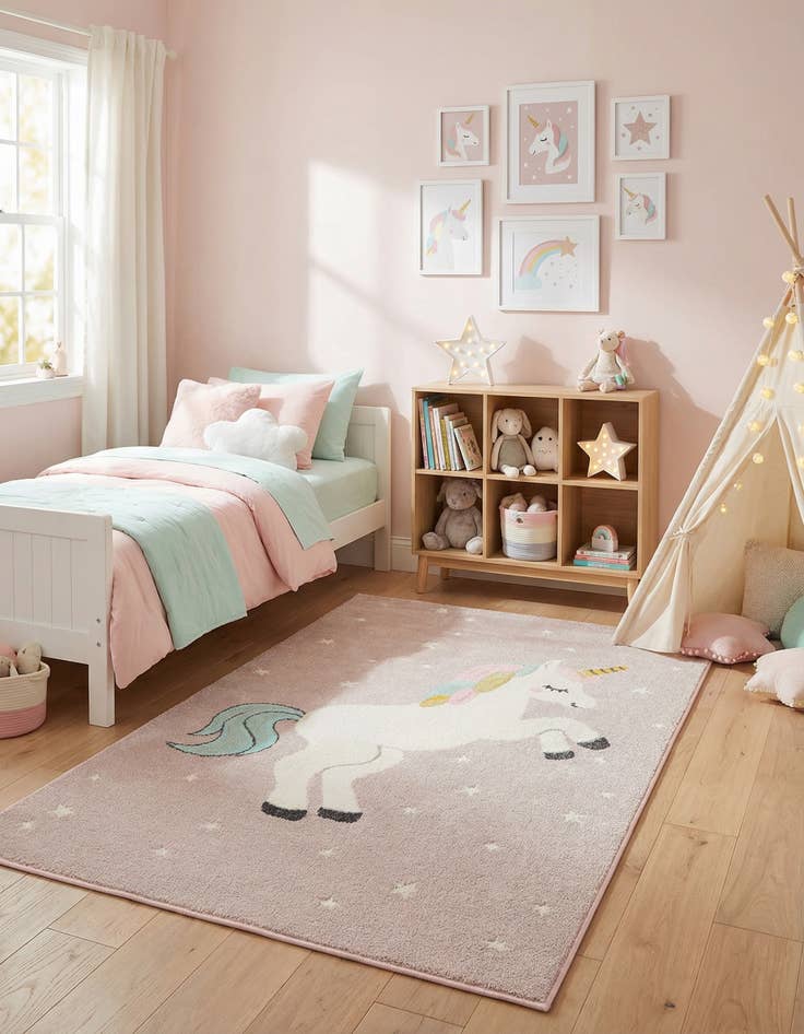 Detail image of 3' 11 x 5' 11 Unicorn Whimsy Kids Rug