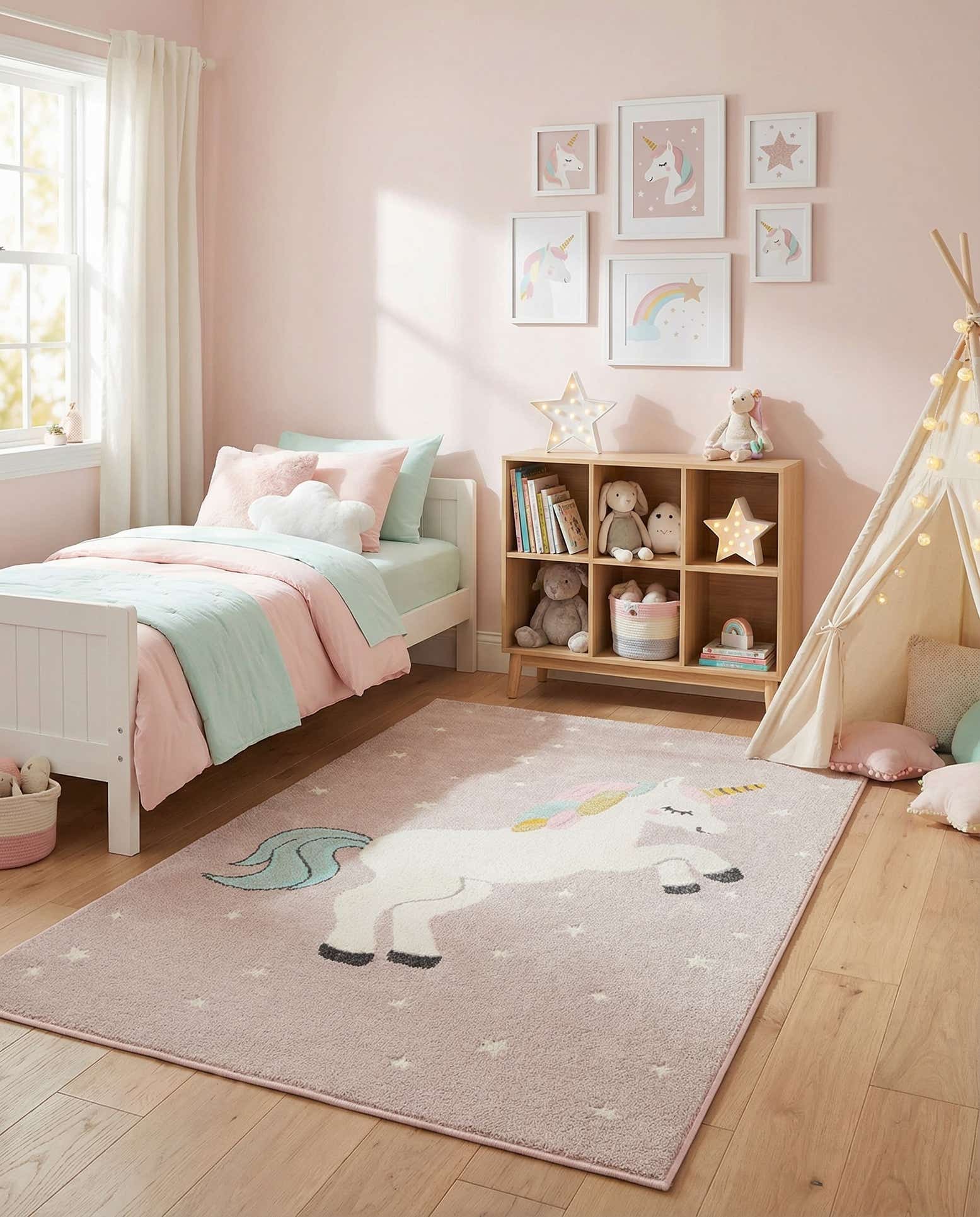 3' 11 x 5' 11 Unicorn Whimsy Kids Rug