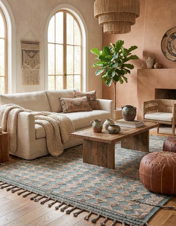 5' 8 x 8' Hand Knotted Moroccan Wool Rug