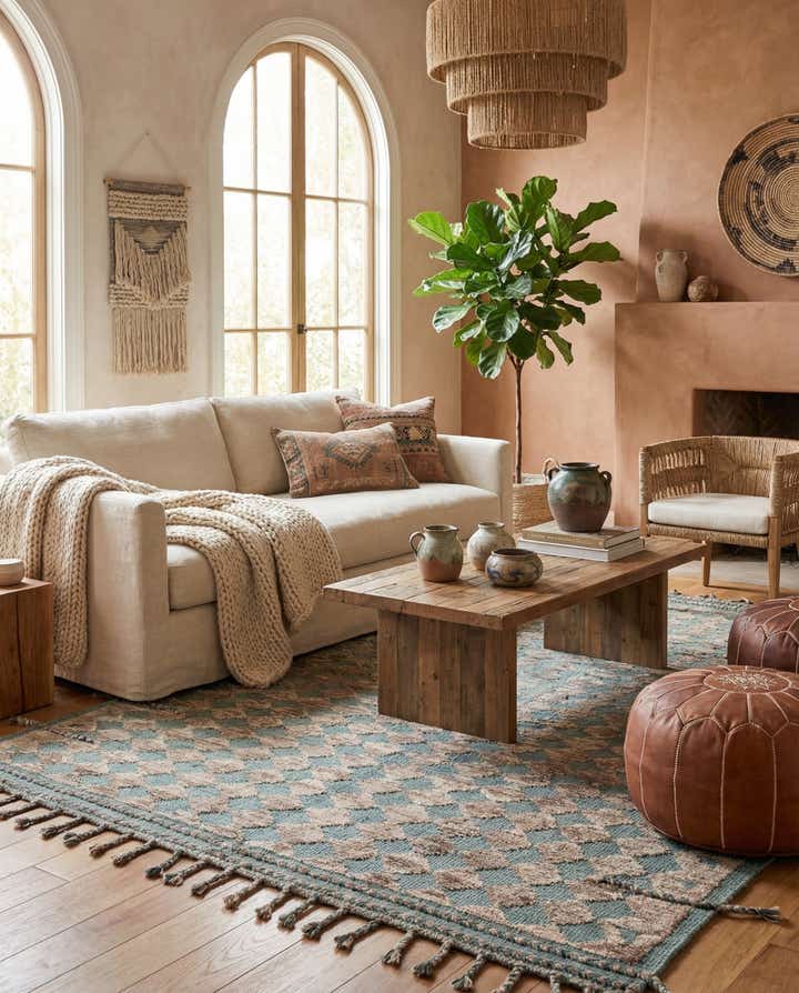 5' 8 x 8' Hand Knotted Moroccan Wool Rug