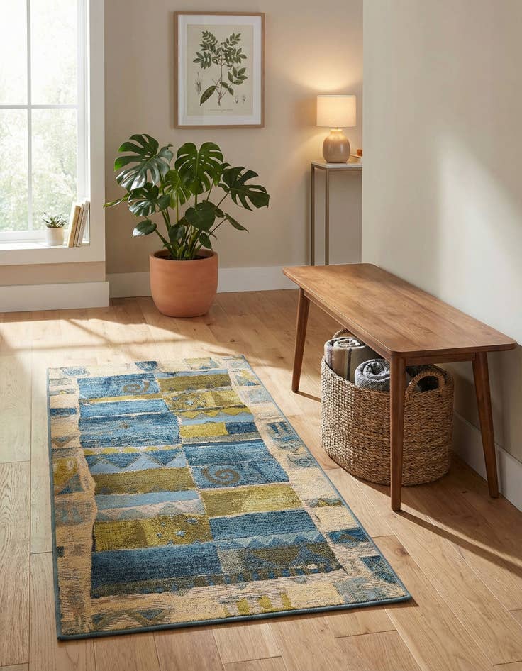 Detail image of 2' 7 x 5' 3  Washable Modern Indoor / Outdoor Runner Rug