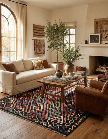 6' 10 x 9' 3 Hand Knotted Marok Kilim Rug