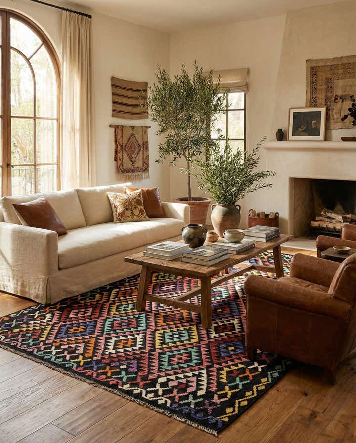 6' 10 x 9' 3 Hand Knotted Marok Kilim Rug