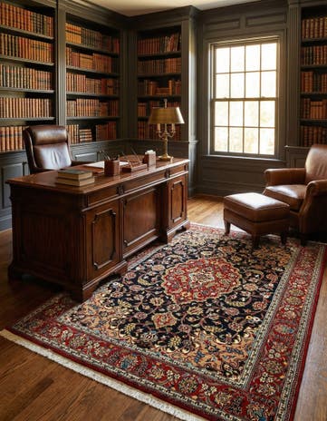 4' 8 x 6' 6 Hand Knotted Qom Persian Rug