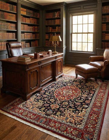 4' 8 x 6' 6 Hand Knotted Qom Persian Rug