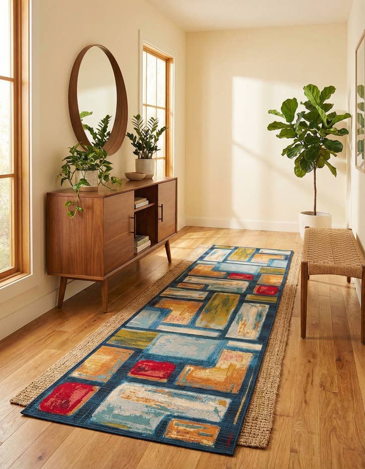 Detail image of 2' 7 x 11'  Washable Modern Indoor / Outdoor Runner Rug