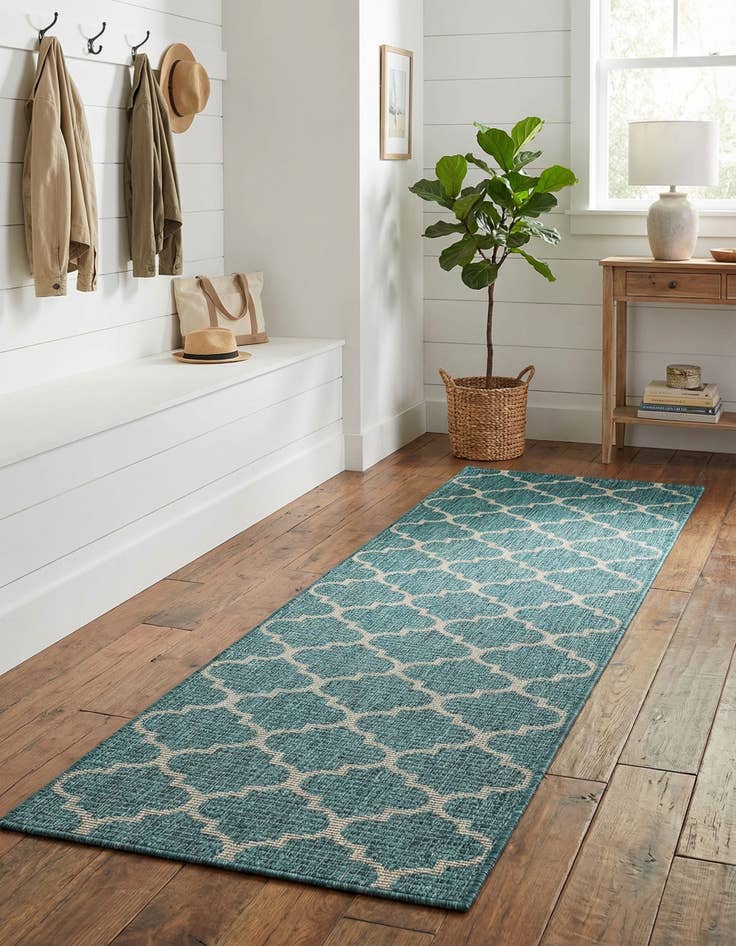Detail image of 2' x 8'  Washable Trellis Indoor / Outdoor Runner Rug