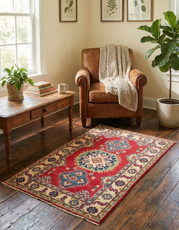 Detail image of 2' 8 x 4' 4  Hand Knotted Kazak Rug