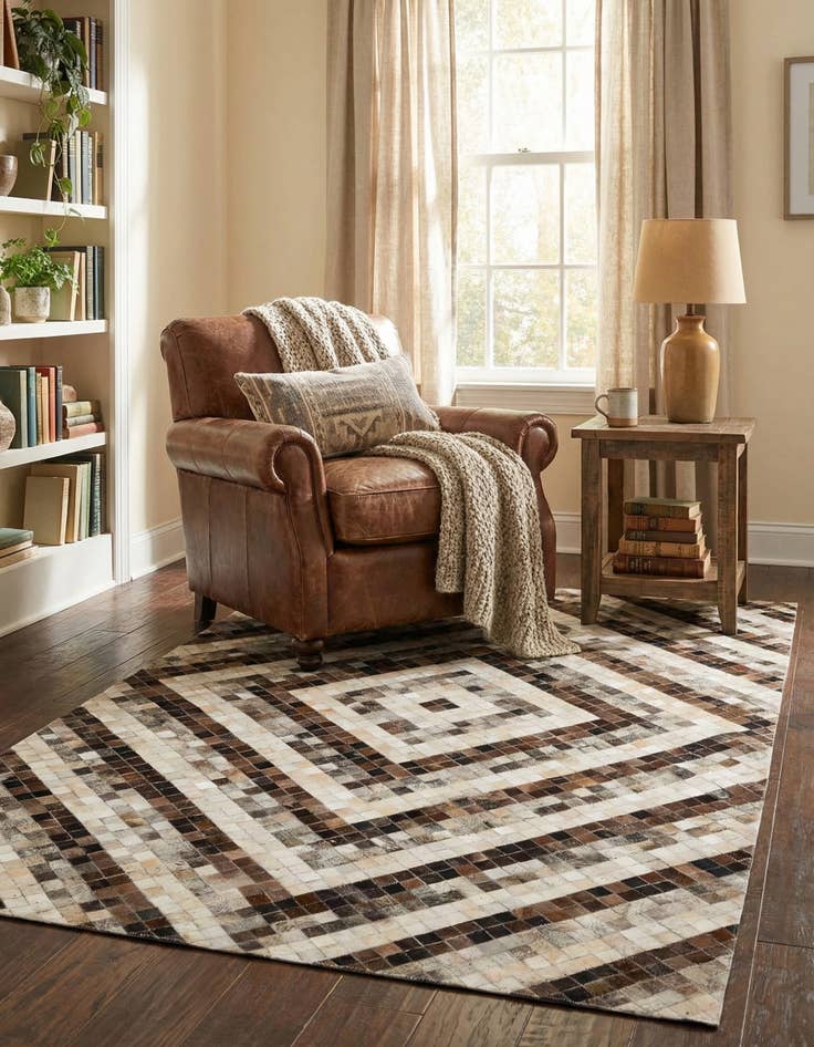 Detail image of 5' x 8' Cowhide - Patchwork Rug