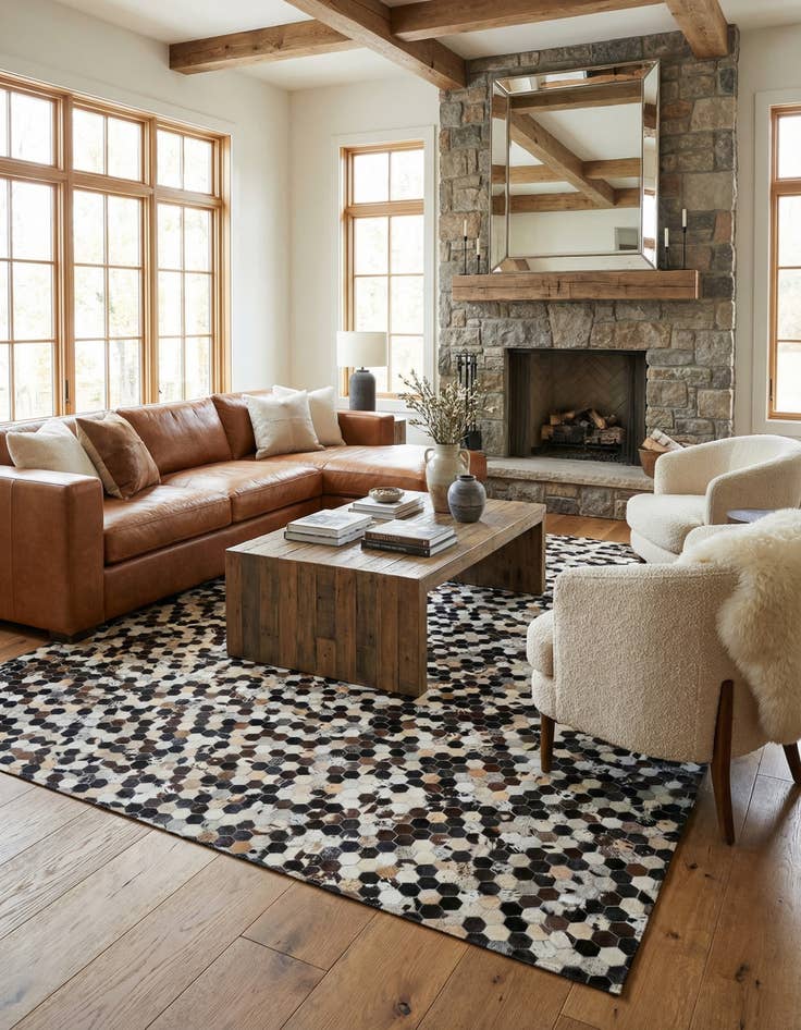 Detail image of  8' x 10' Cowhide Leather Rug